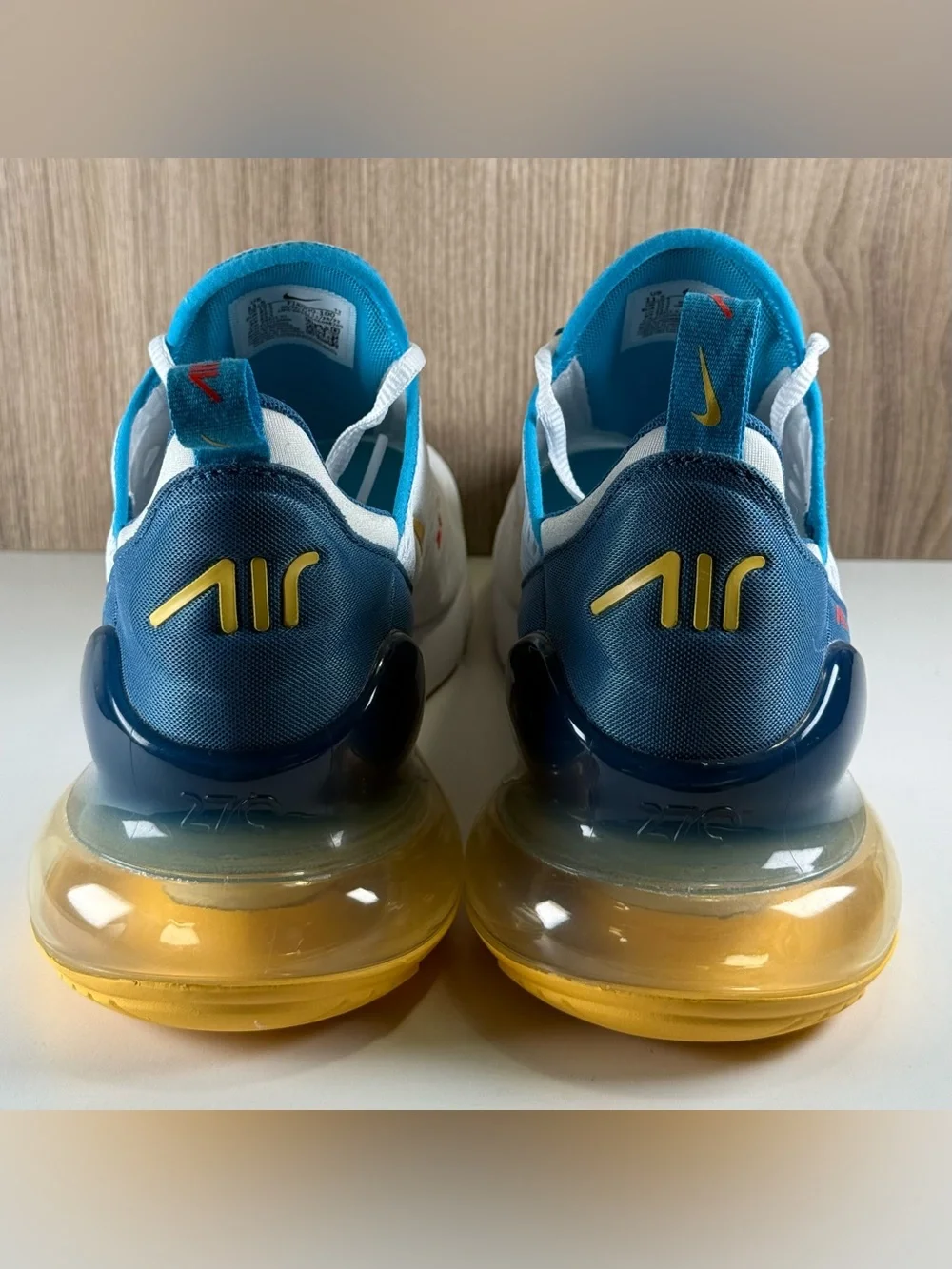 Nike Air Max 270 White Industrial Blue Citron Shoes FJ4000-100 Men’s Size 11.5